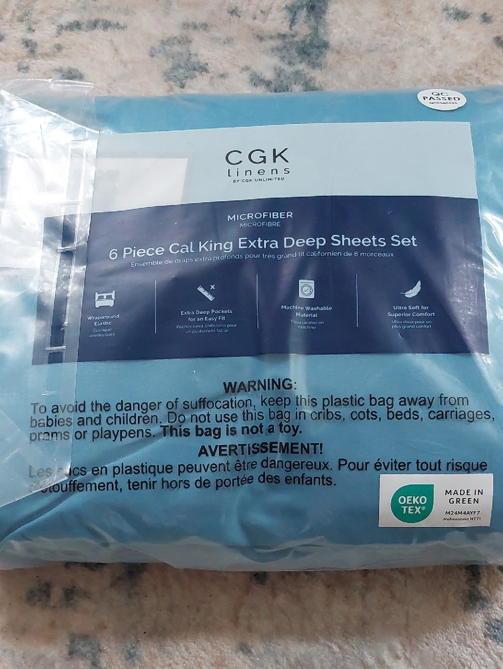 California King Denim Blue 6pc Bedsheets By CGK